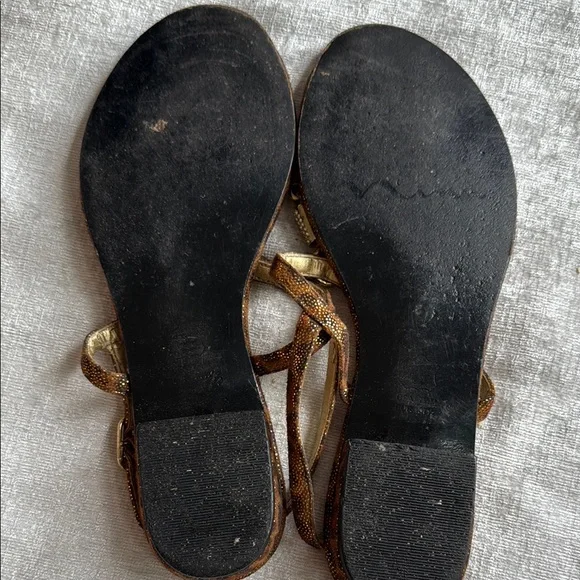 Nina New York Brown and Gold Sandals with Beaded Straps - Picture 6 of 6